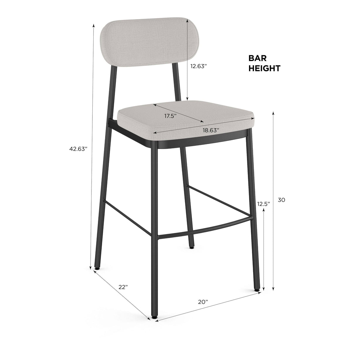 Pale Gray Polyester and Metal Bar Stool K739