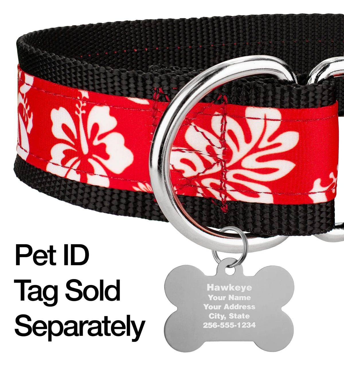 Red Hawaiian Signature Martingale Dog Collar K3610