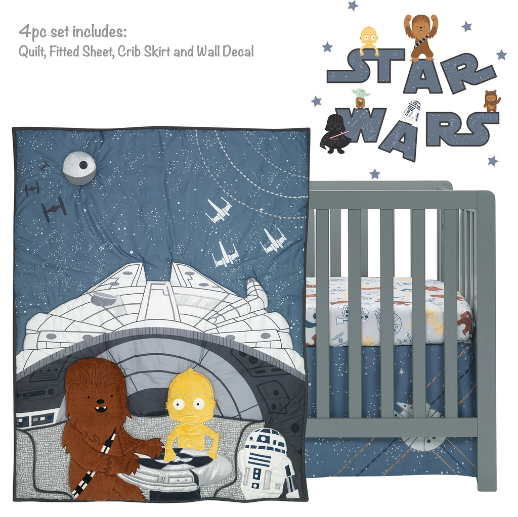 Star Wars Millennium Falcon 4-Piece Baby Crib Bedding Set U299372