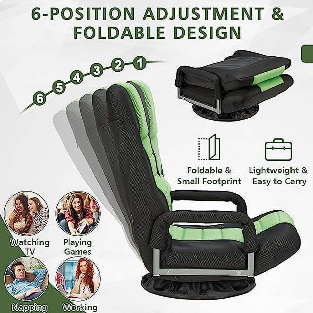 Swivel Floor Gaming Chair with Armrests Folding Video Reclining Sofa M3247