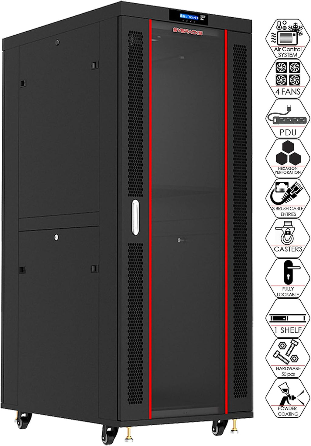 18U Server Rack Network Enclosure 39 inch Deep Data Cabinet on Wheels Q851900