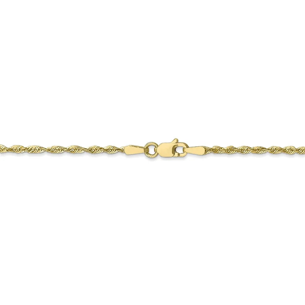 10kt Yellow Gold 1.8mm Diamond-Cut Lightweight Rope Chain 16 inch F476