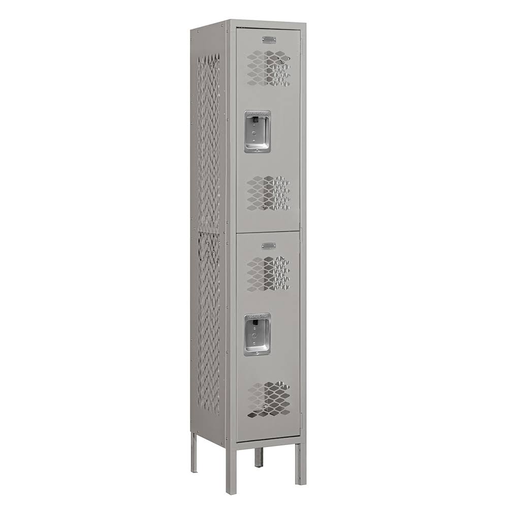 12x22 Wide Double Tier Vented Metal Locker Gray P6766