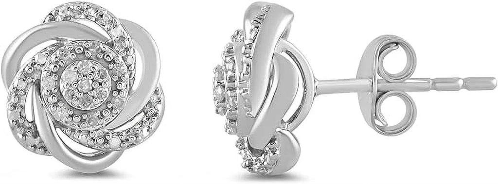 925 Sterling Silver 1.00Ct Round Cut White Diamond Push Back Stud Earring W850