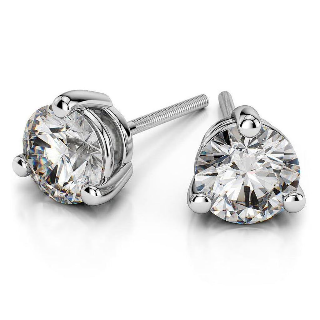 3.00 Carat Round Brilliant Cut Genuine Moissanite Stud Earrings in Solid 950 Platinum W916