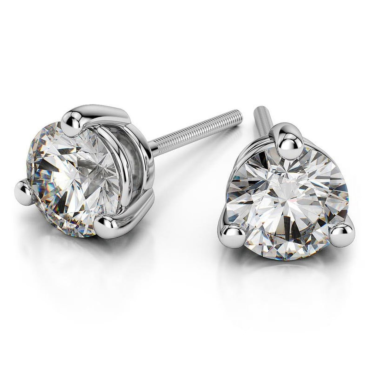 3.00 Carat Round Brilliant Cut Genuine Moissanite Stud Earrings in Solid 950 Platinum W916