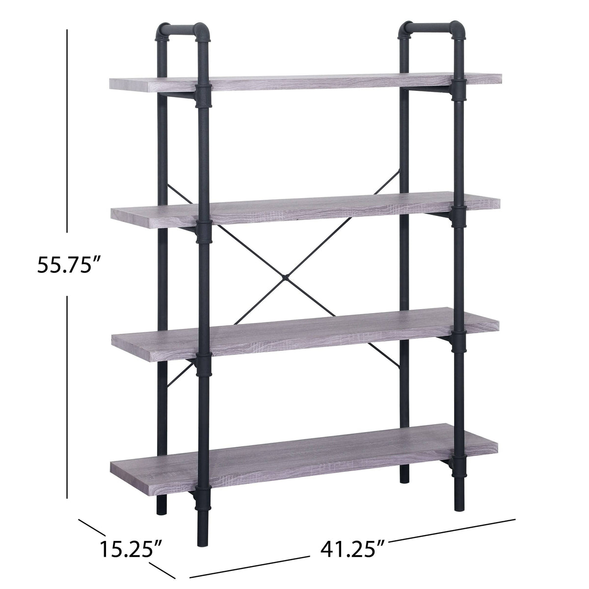 4-Tier Industrial Shelf in Dark Brown F6883