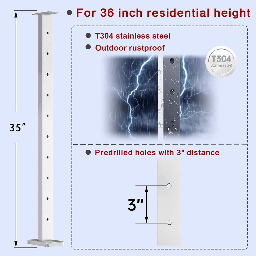 Stainless Steel Brushed Pre-Drilled Posts P125