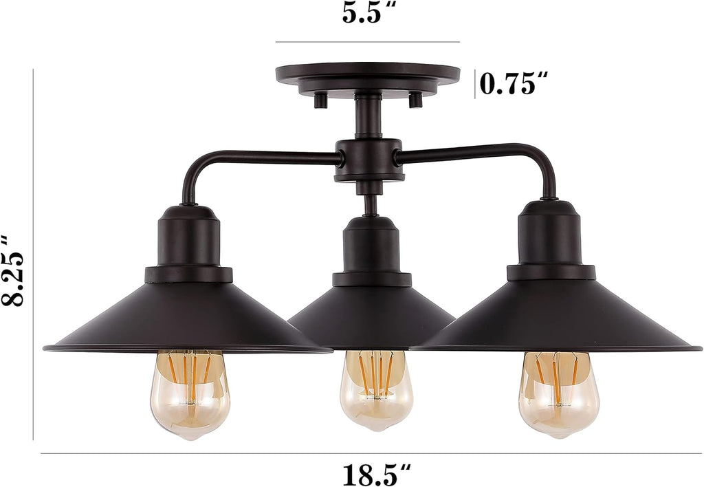 18.5 3-Light Iron Industrial LED Semi Flush Mount C63009