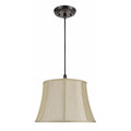 Beige Two-Light Hanging Pendant Ceiling Light with Fabric Lamp Shade, 18 inch Width S202526