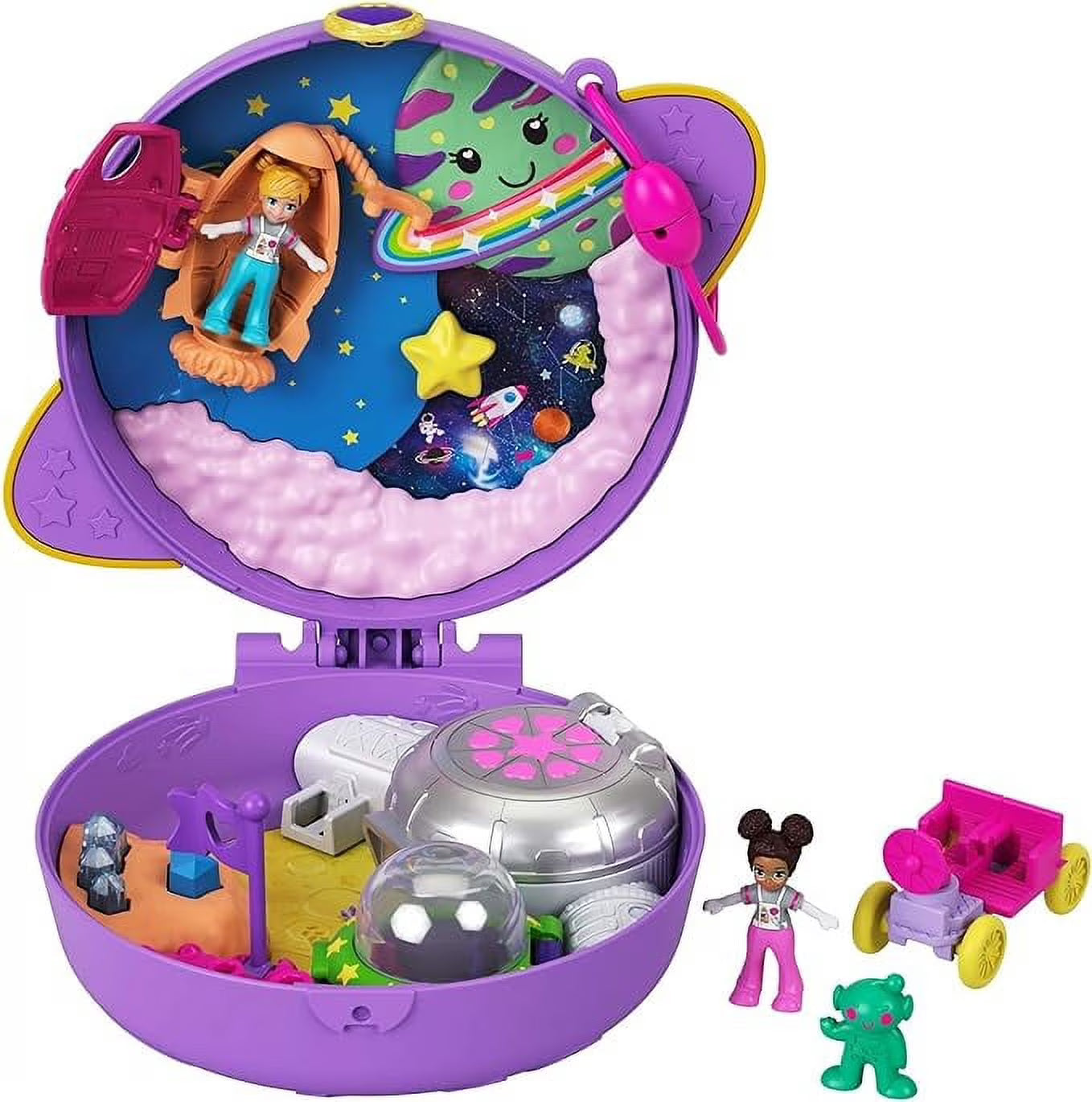Compact Travel Toy Playset with 2 Micro Dolls and Toy Car K654781