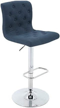 Tufted Fabric Adjustable Swivel Counter Height Barstool with Back (Blue Gold Base) S401