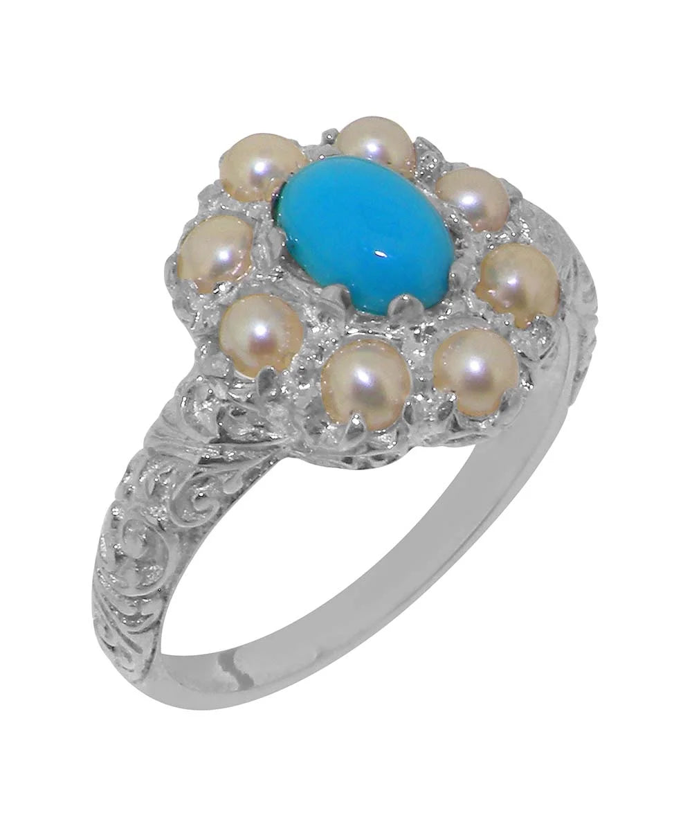 Sterling Silver Turquoise Cultured Pearl Ring H3721