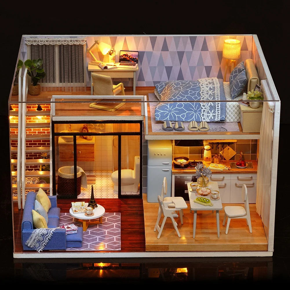 Christmas Wooden DIY Doll House Toy Kit with Music A51852