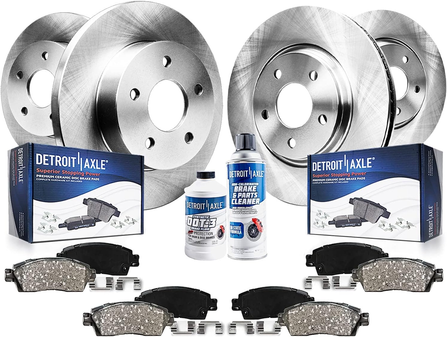 Front and Rear Disc Rotors and Brake Pads 10pc Set B344243