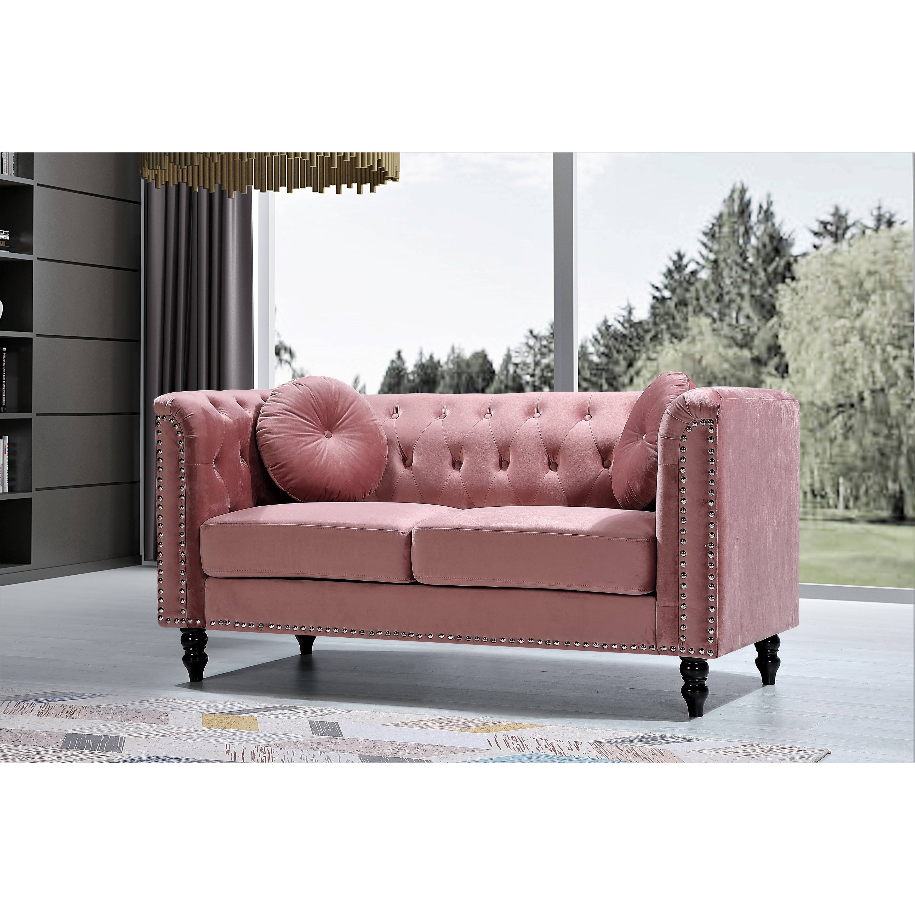 Dark Blue Velvet Chesterfield Loveseat B2778