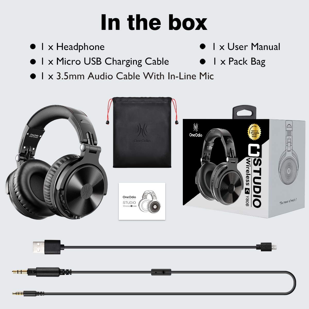 Pack of 2 Foldable Bluetooth Over Ear Headphones with 50mm Neodymium Drivers R305
