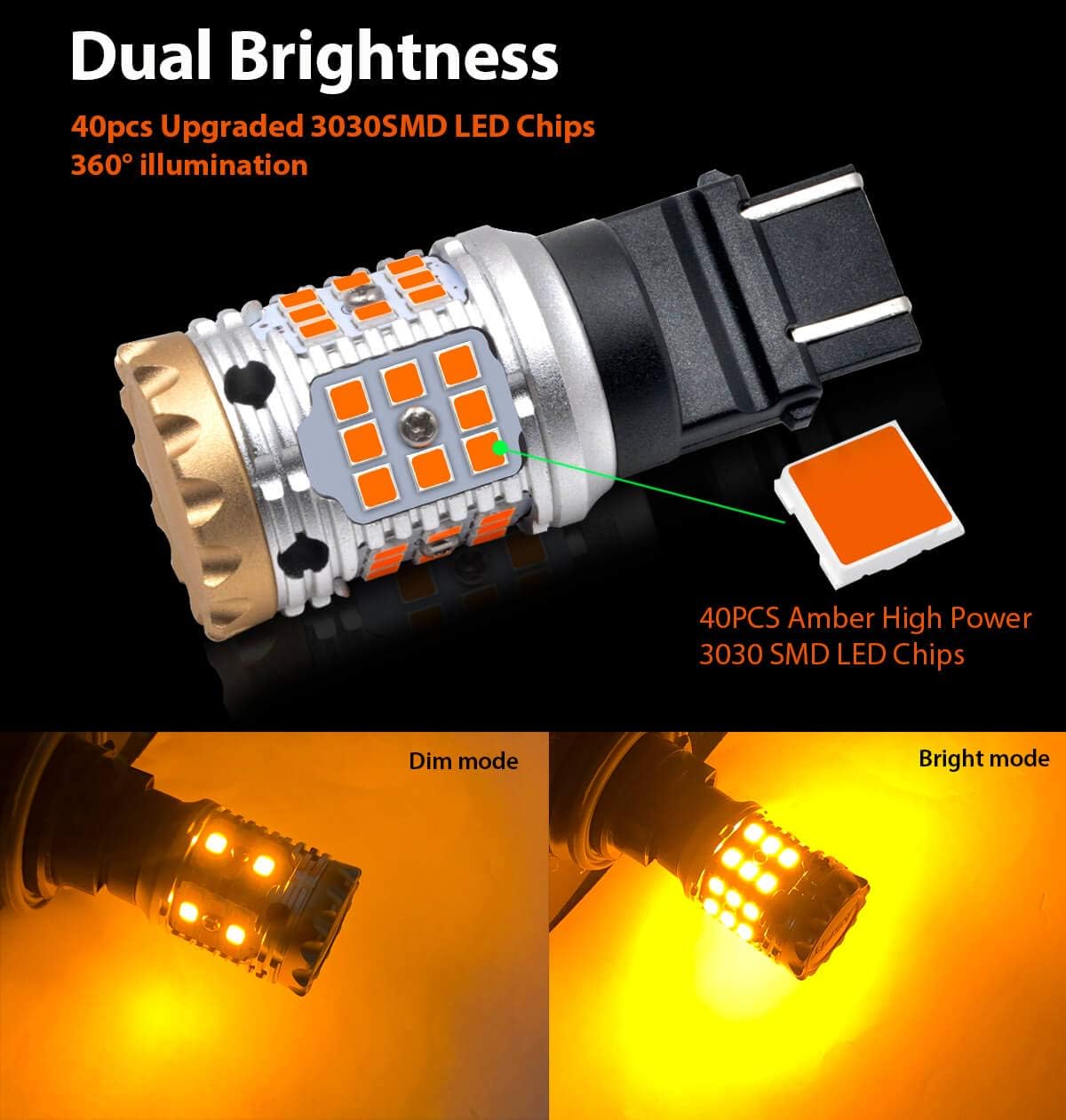 3157 LED Turn Signal Light Bulb Amber Yellow (Pack of 2) E233492