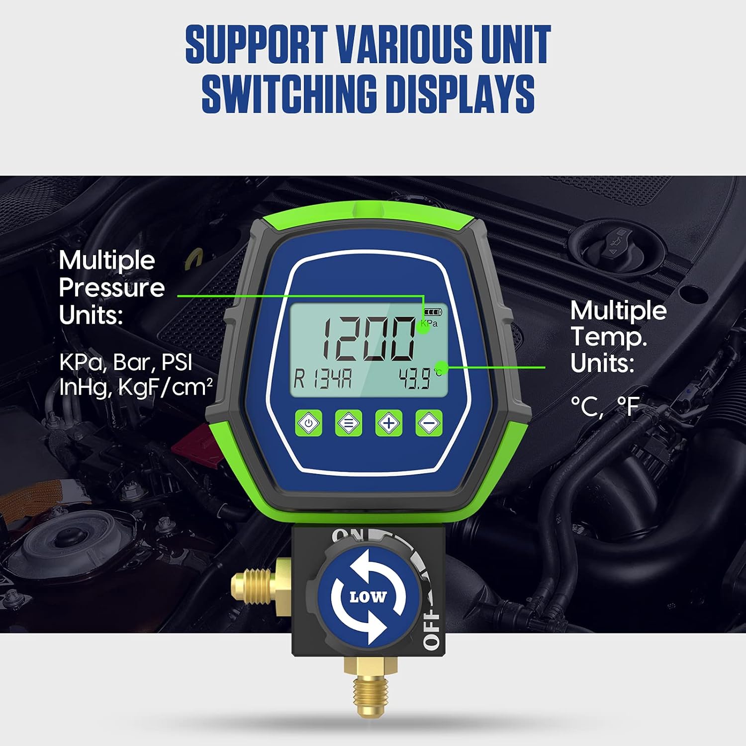 R134a Digital Manifold Gauge Set HVAC Refrigeration Tester with Built-in 90 Refrigerants Pack of 2 R9934