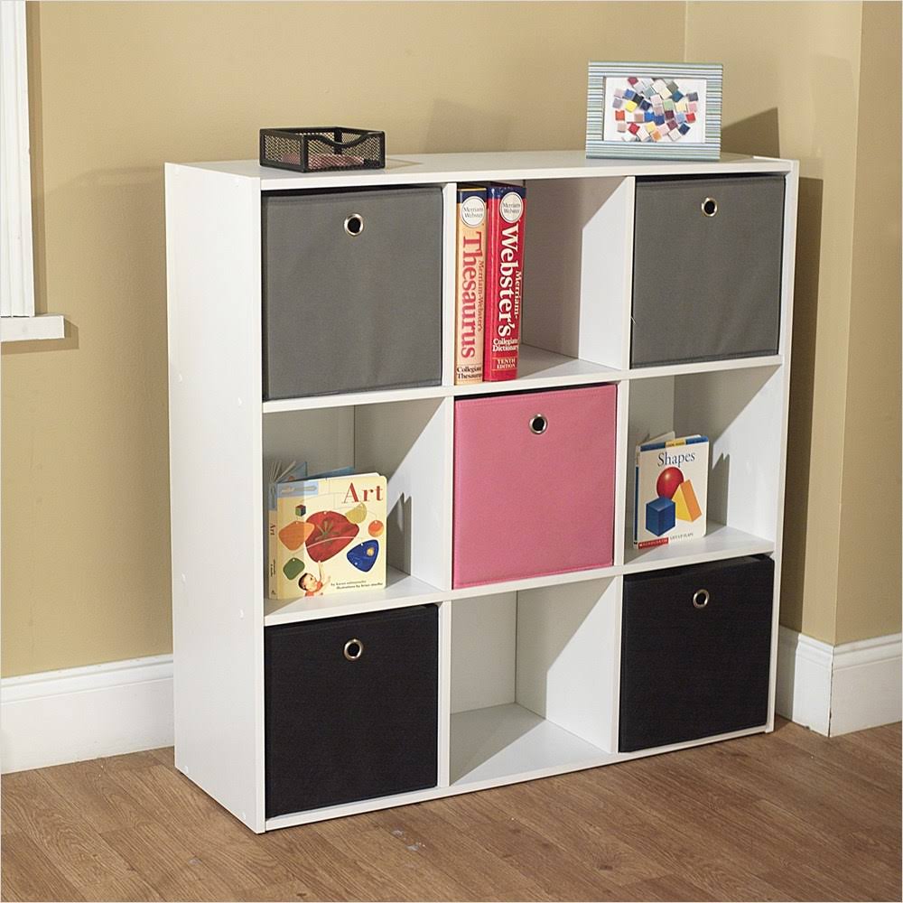 Contemporary Bin Bookcase with Five Storage Bins and Four Cubbies L690610