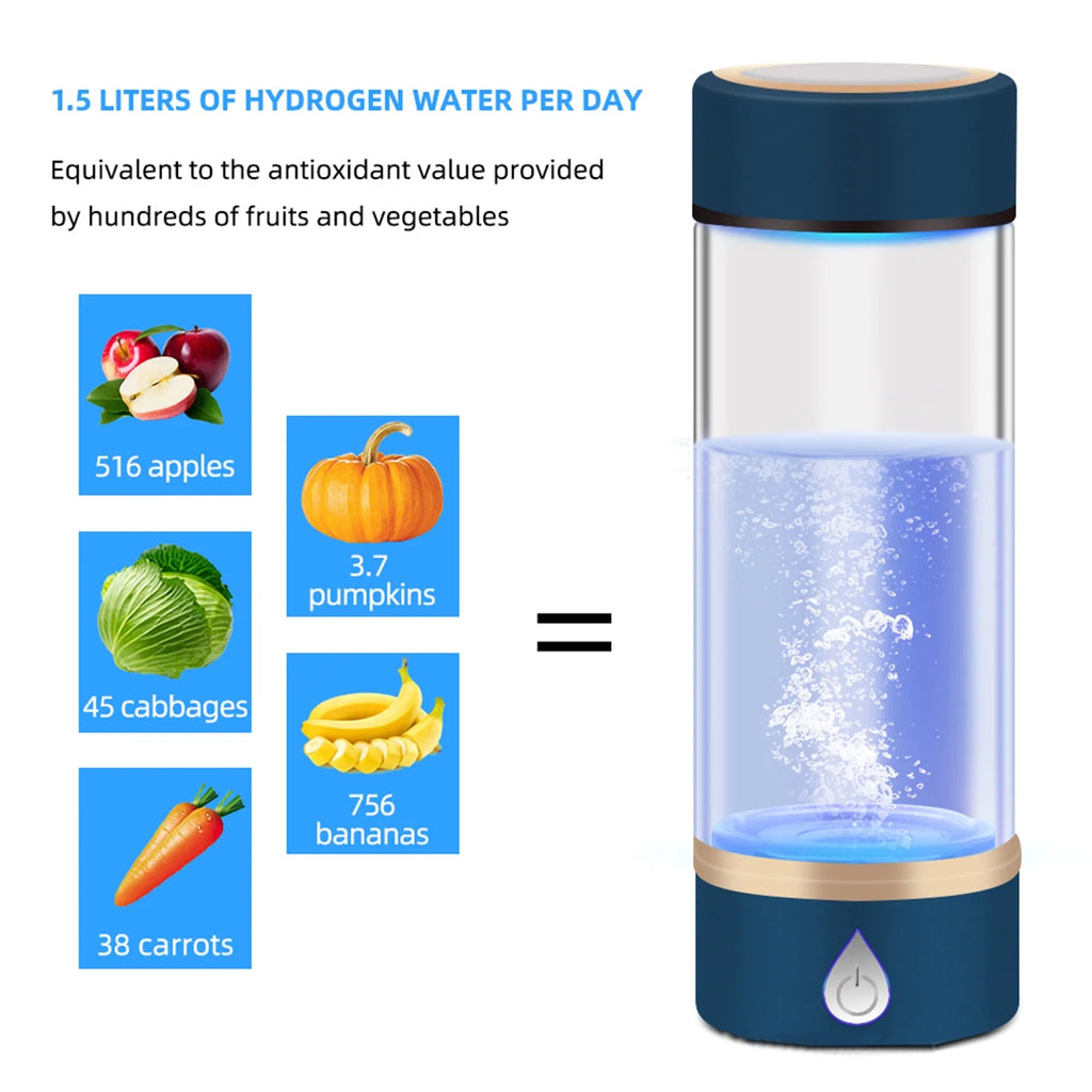 420ml Rechargeable Hydrogen Water Bottle Glass Cup I31568