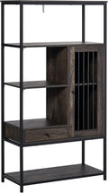 4-Tier Industrial Style Bookcase with Drawer and Cabinet A1631