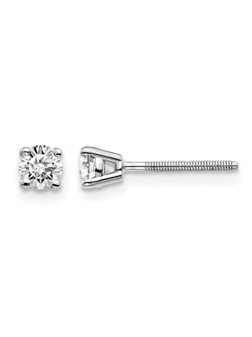 14K White Gold Lab Grown Diamond Solitaire Stud Earrings with Screwbacks N77514