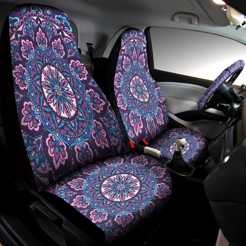 22 Pieces Purple Mandala Car Seat Cover Set A824