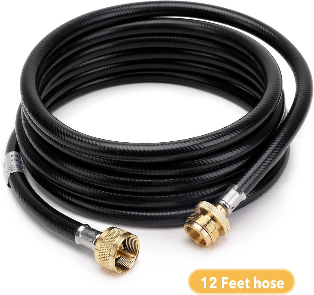 4-Port Propane Brass Tee Adapter Kit with 6FT and 12FT Extension Hose, Pack of 2 Z521