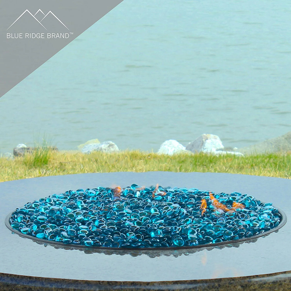 Aqua Blue Reflective Fire Glass Beads 3/4" T8565