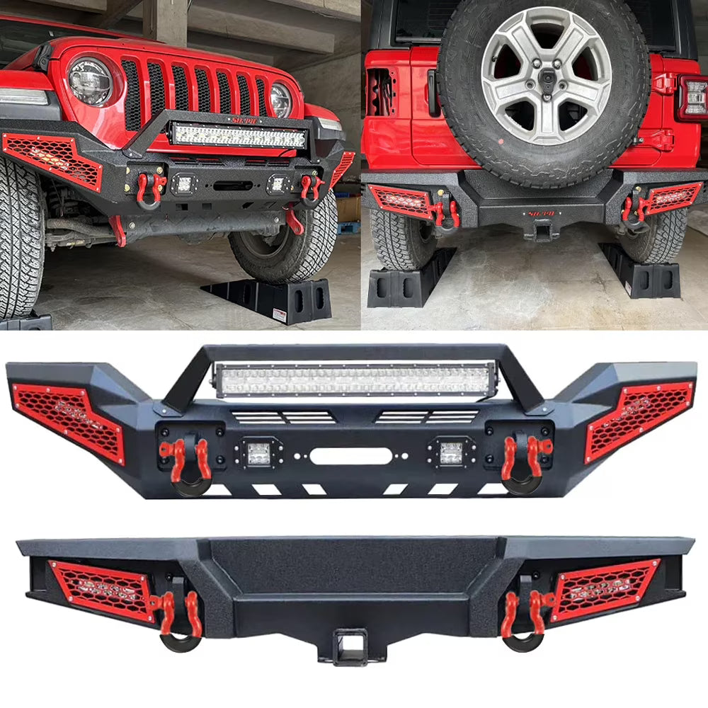 Front & Rear Bumper Combos with Winch Plate LED Work Lights C26762