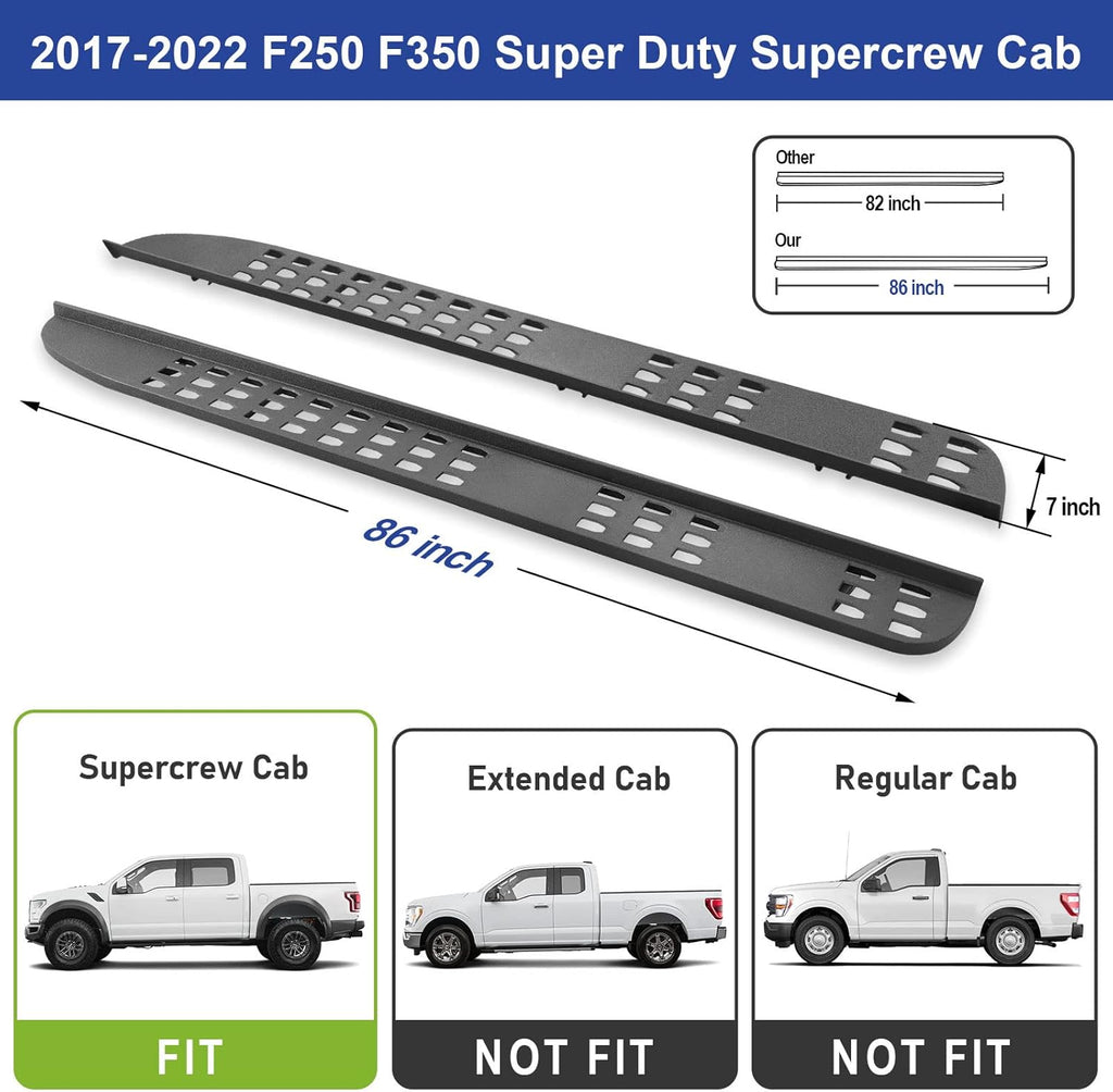 7 Inches Textured Black Powder Running Boards Z570