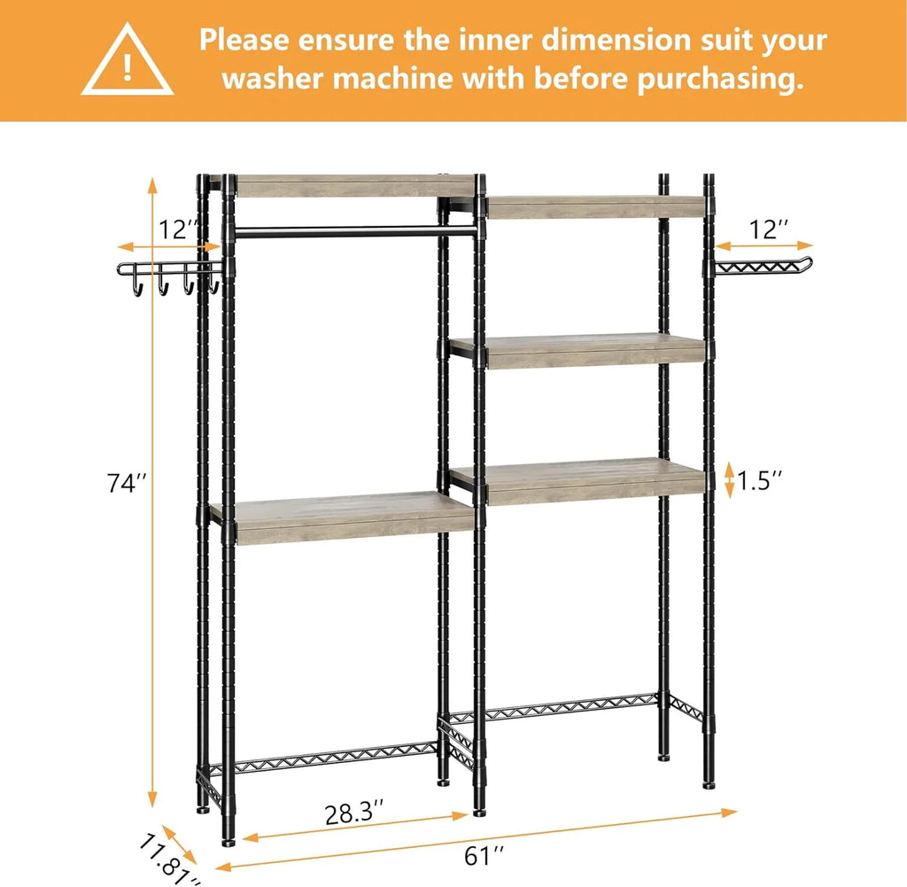 5-Tier Wood Over The Washer and Dryer Laundry Drying Clothes Racks O475