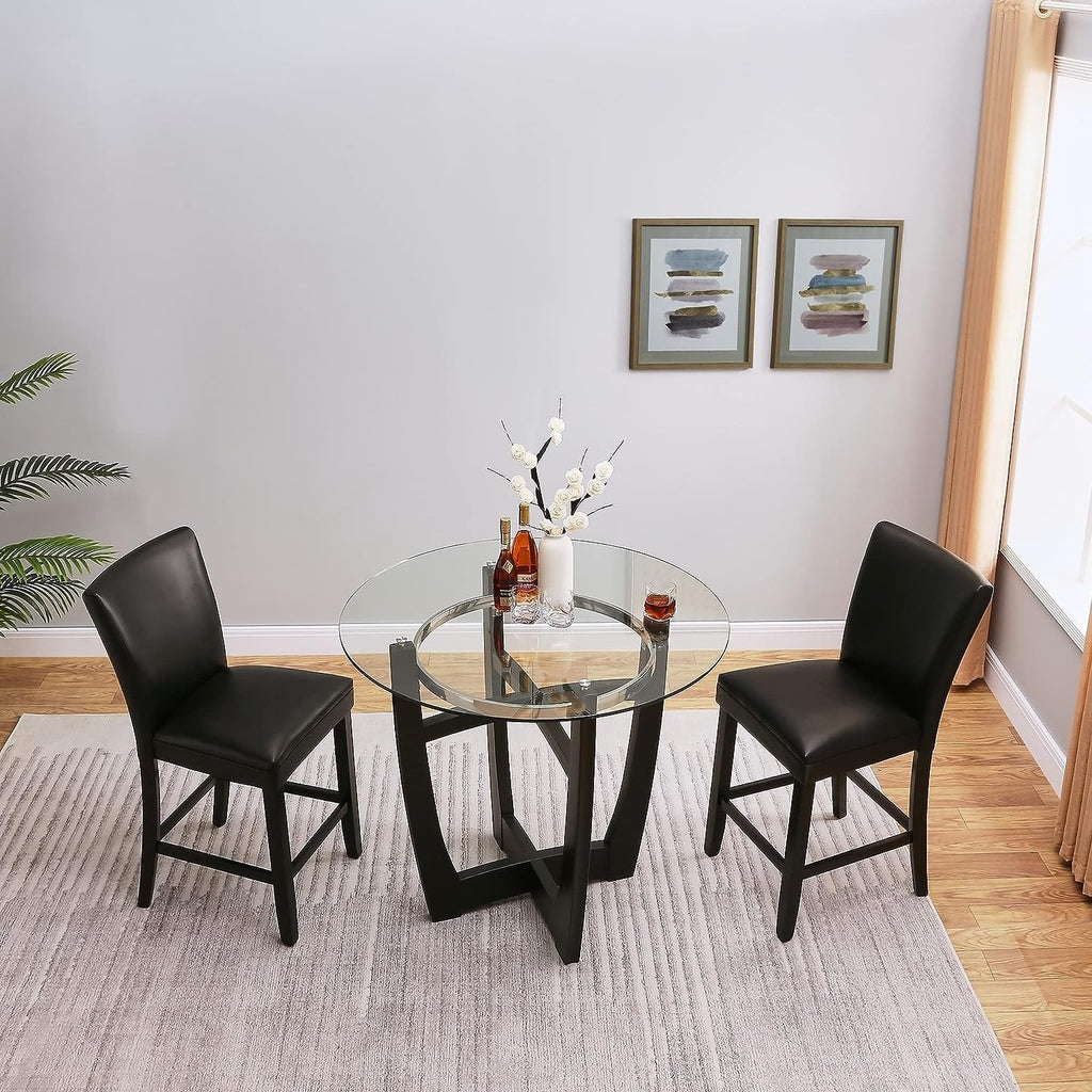 Black Faux Leather Bar Stools Set of 2 Z982292