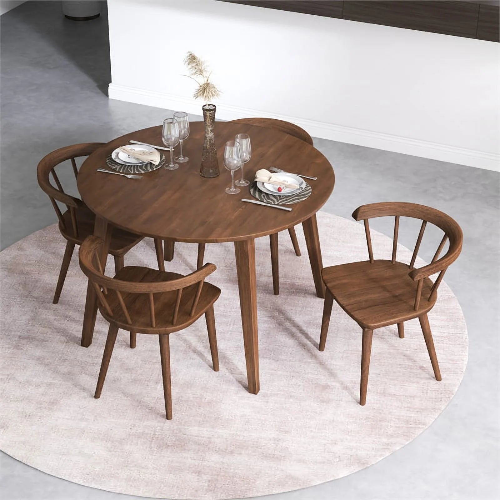 Brown Round Solid Wood Dining Table V38335