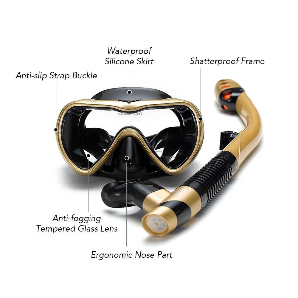 Snorkel Set with Swimming Goggles and Dry Snorkel Tube H2459