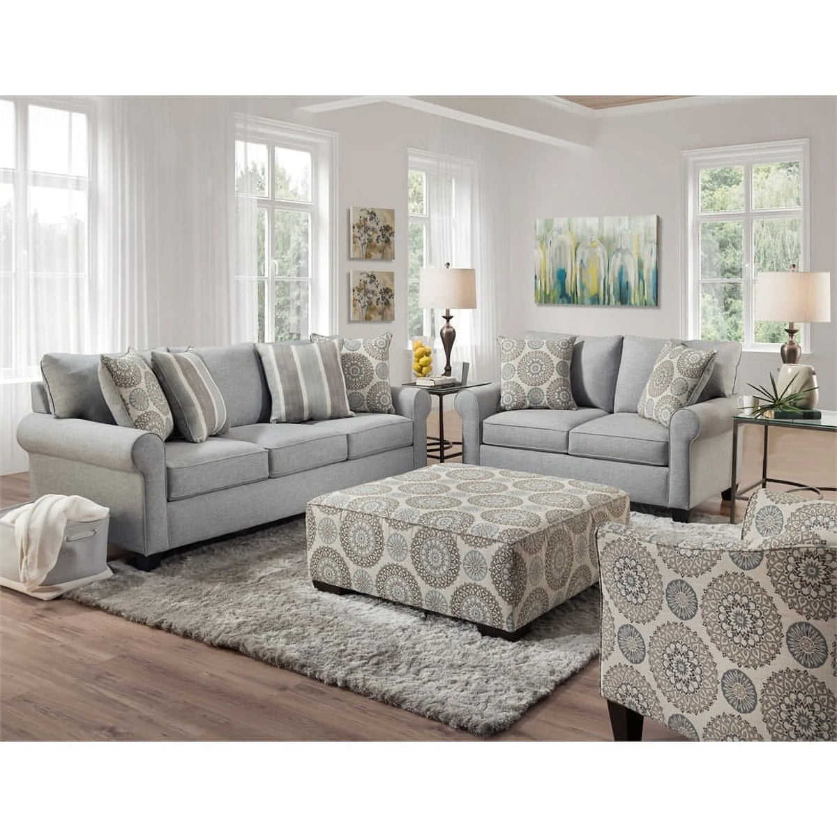 Gray Sofa with Accent Pillows G291