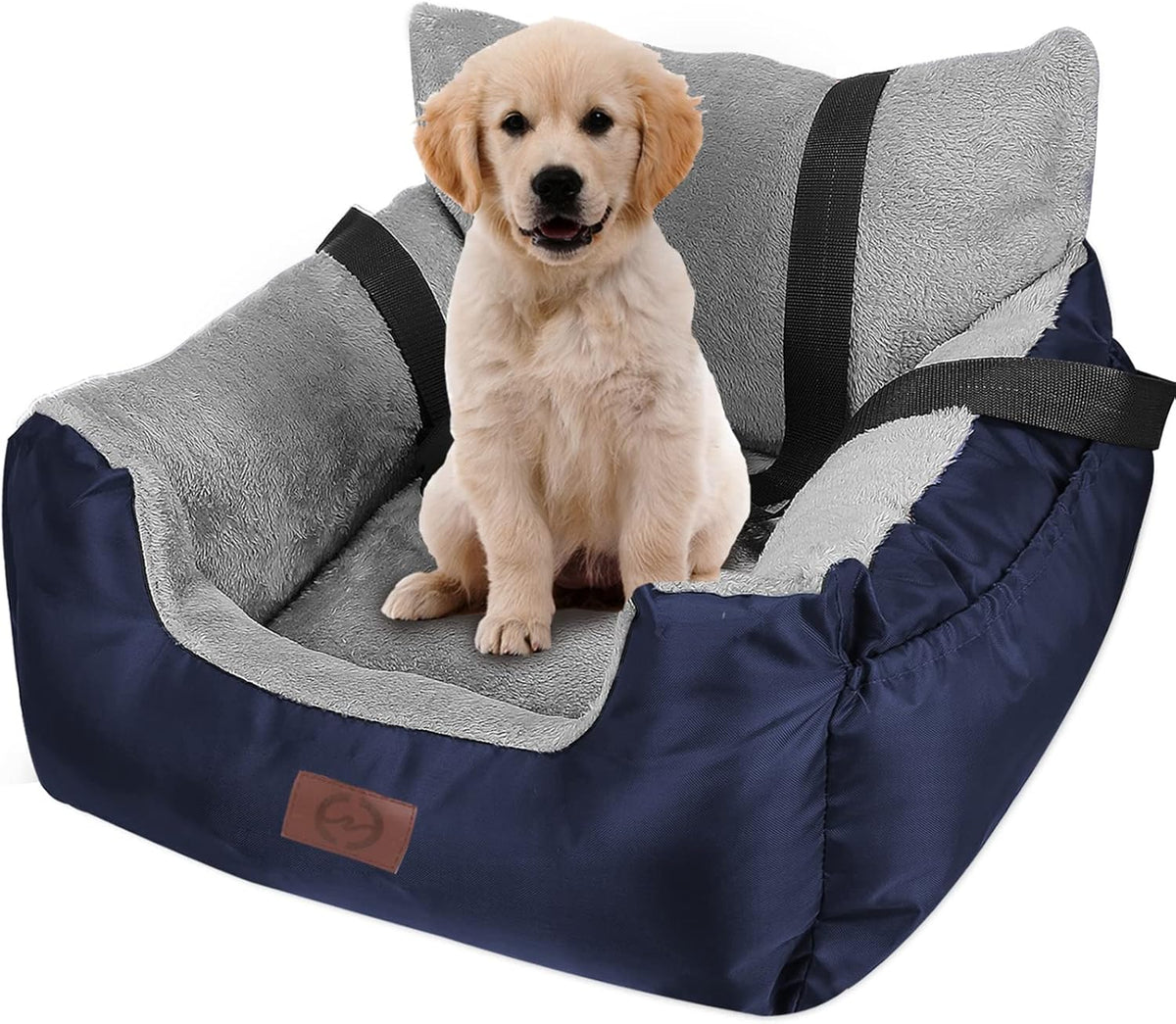Black Washable Plush Dog Car Seat with Storage Pocket G211382