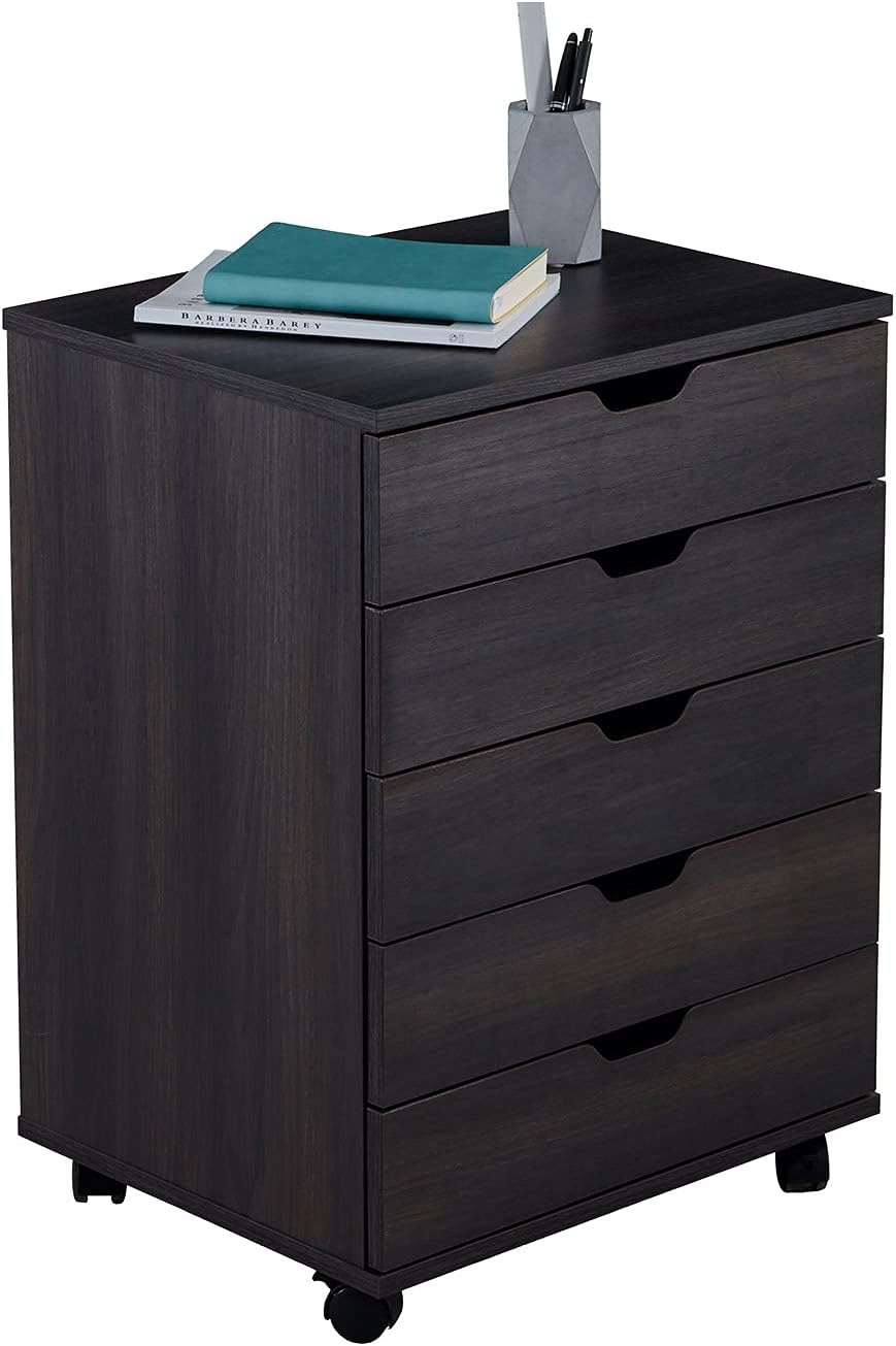 Black 5 Drawer File Cabinet with Casters V156598