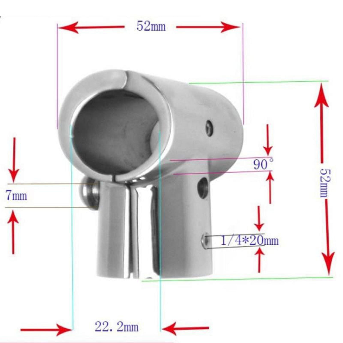 4pcs 22mm 90 Degree 3 Way Elbow Boat Deck Handrail Rail Tee Fittings R83982