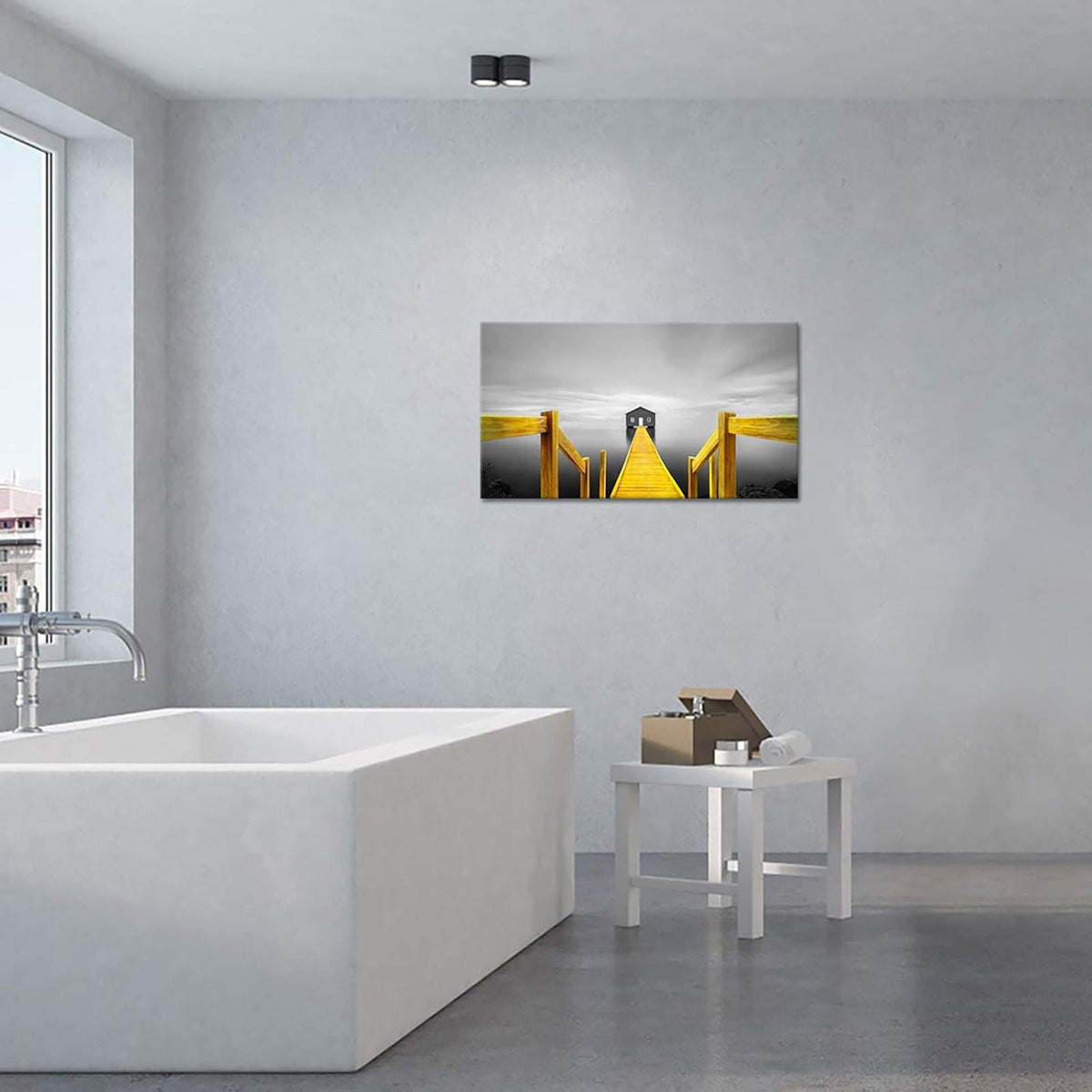 Gold Grey Coastal Canvas Wall Art 20x36inch M262797
