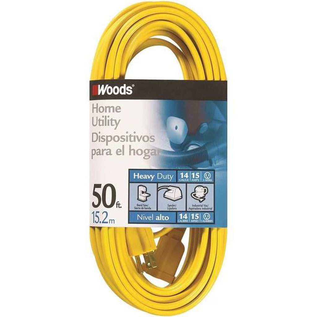 Yellow Flat Vinyl Extension Cord 14/3 x 50' O1060
