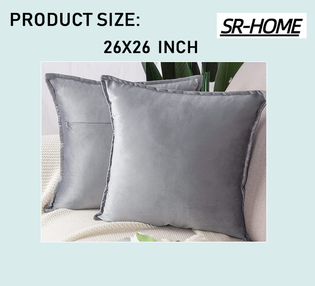Set of 2 Super Soft Velvet Decorative Throw Pillow Covers Square with Fringe Cushion Case A81400