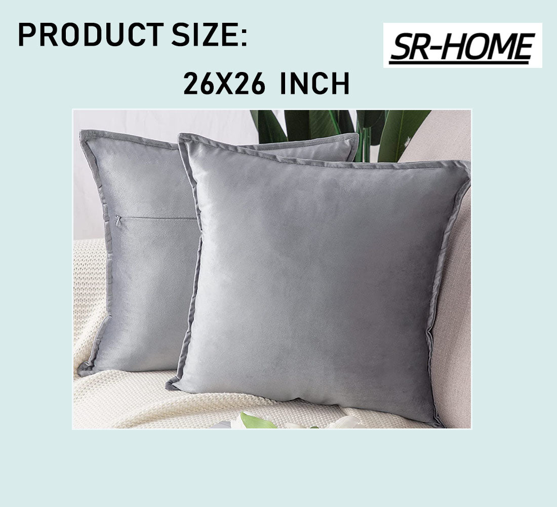 Set of 2 Super Soft Velvet Decorative Throw Pillow Covers Square with Fringe Cushion Case A81400