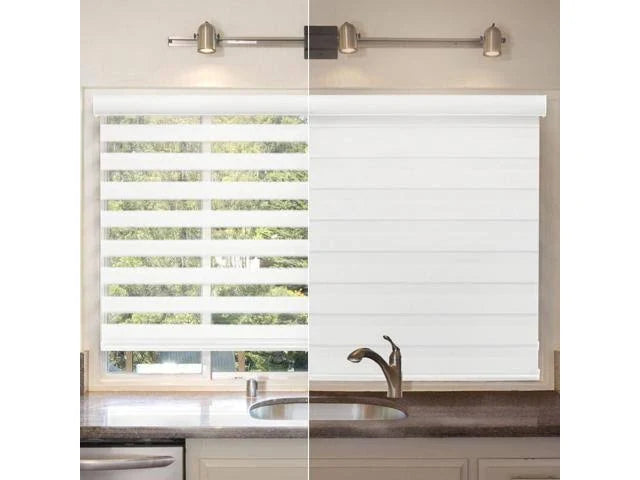 White Dual Layer Cordless Roller Blinds T257048