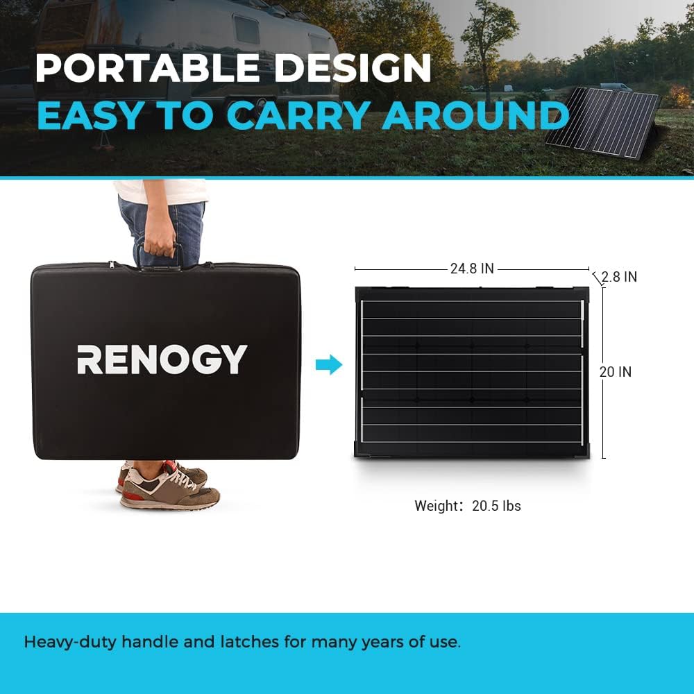 100 Watt 12 Volt Monocrystalline Foldable 2Pcs 50W Solar Panel Suitcase with Waterproof 20A Charger Controller R99772