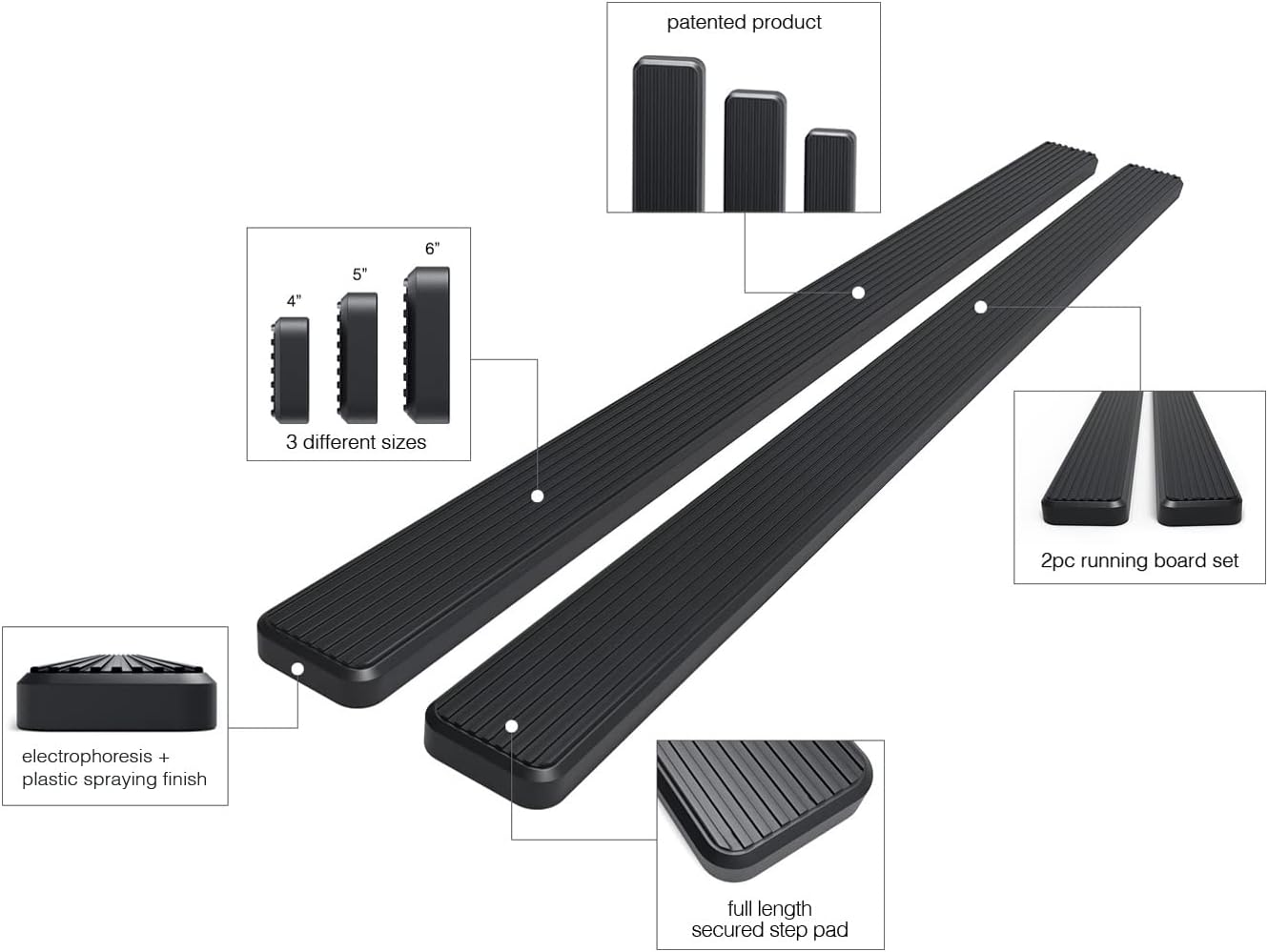 4in Black Running Boards N81397