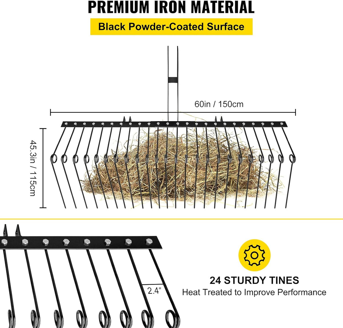 60 Inch 3-Point Tow Behind Landscape Rake with Spring Tines P1949