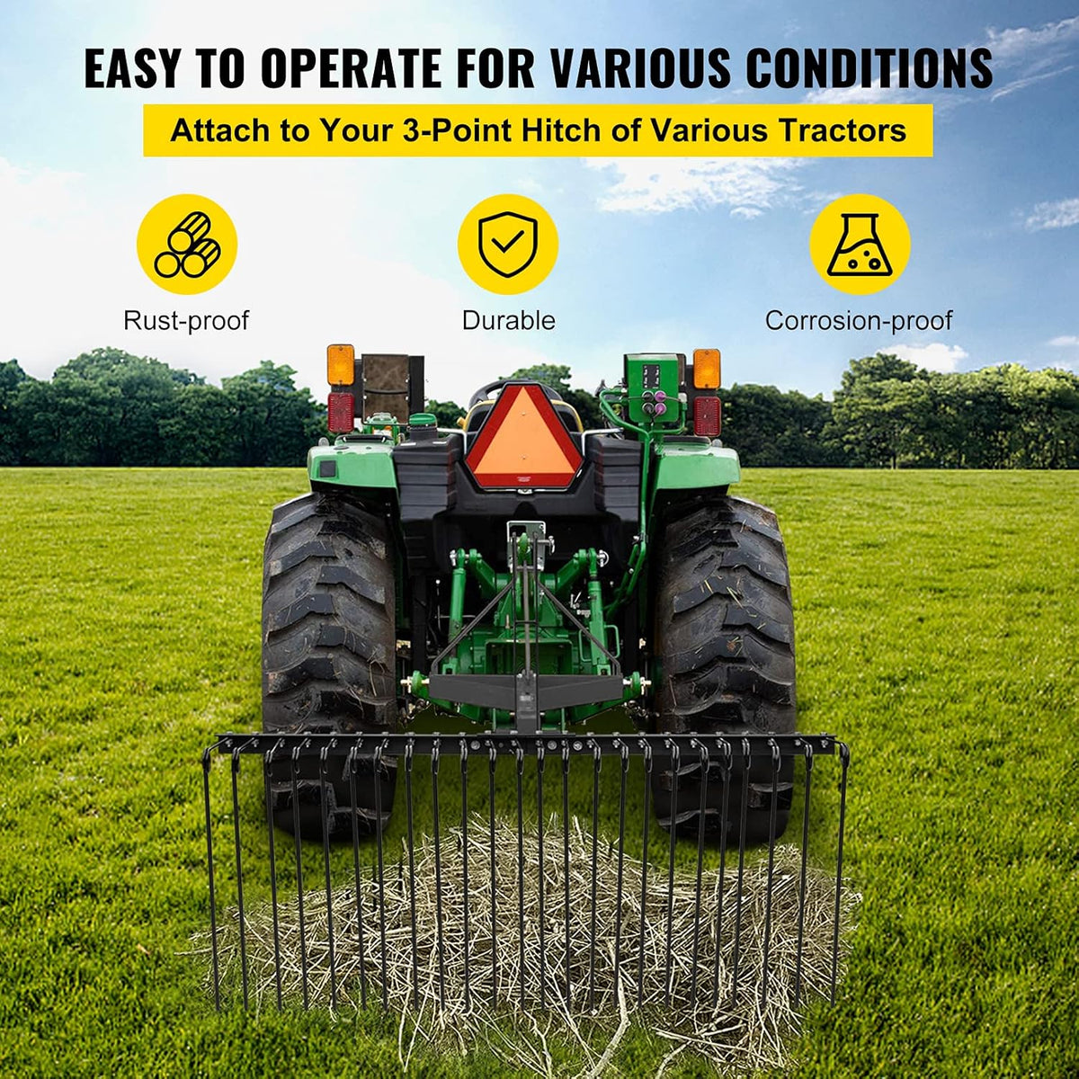 60 Inch 3-Point Tow Behind Landscape Rake with Spring Tines P1949