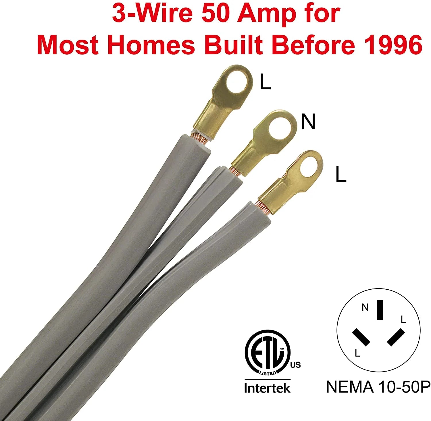 6 ft 3-Wire 50 Amp Gray Dryer Cord O83112